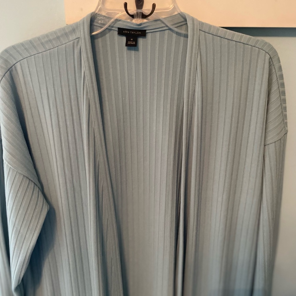 ANN TAYLOR Long Ribbed Open Cardigan - Picture 3 of 8